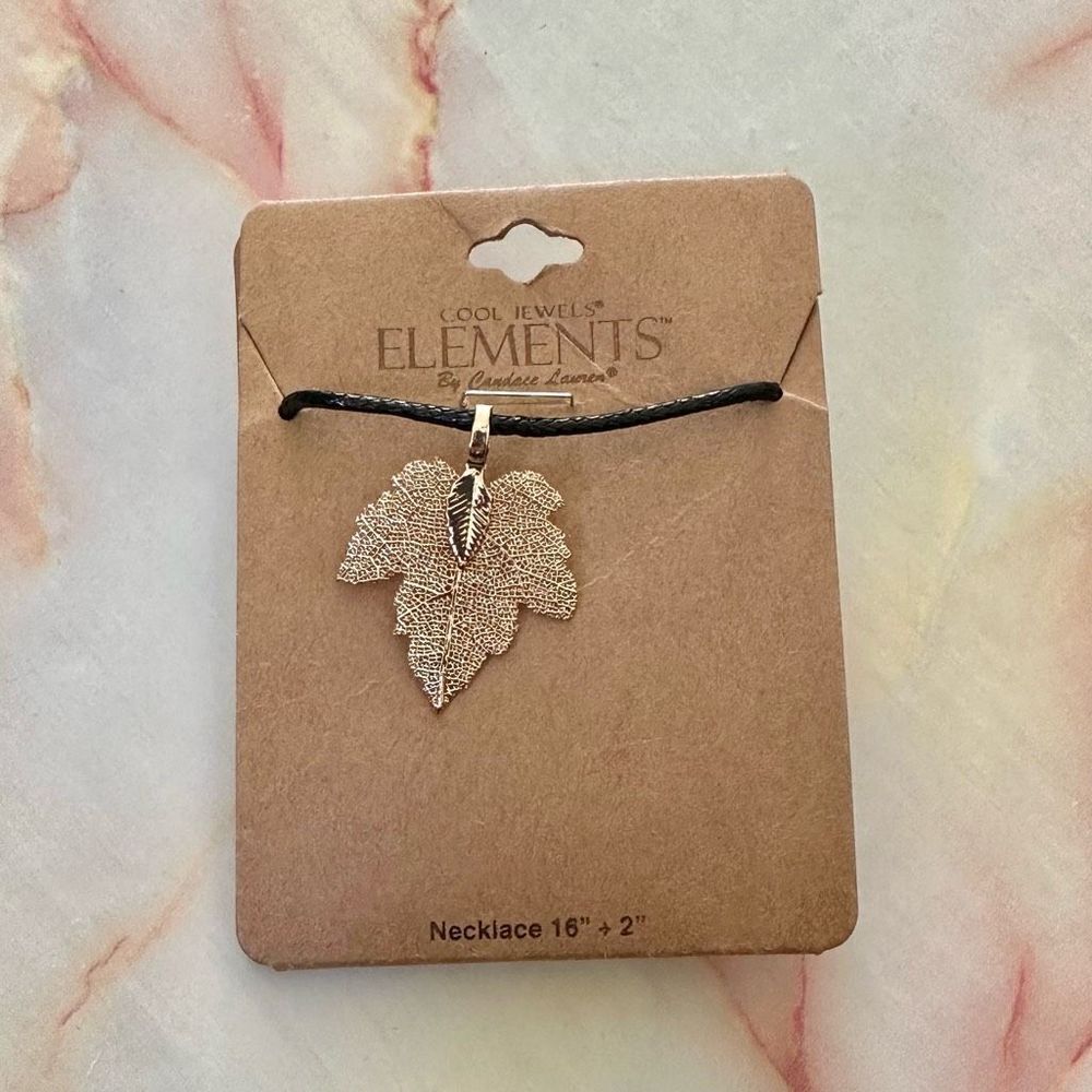 Cool Jewels Elements gold tone leaf necklace on cord